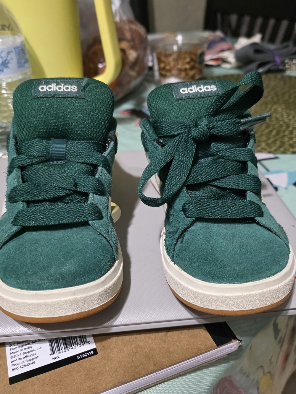 adidas Kids Teal Green Suede Sneakers Size 13.5 Great Conditions